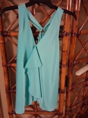 Boston Proper One-Shoulder Aqua Ruffle Dress